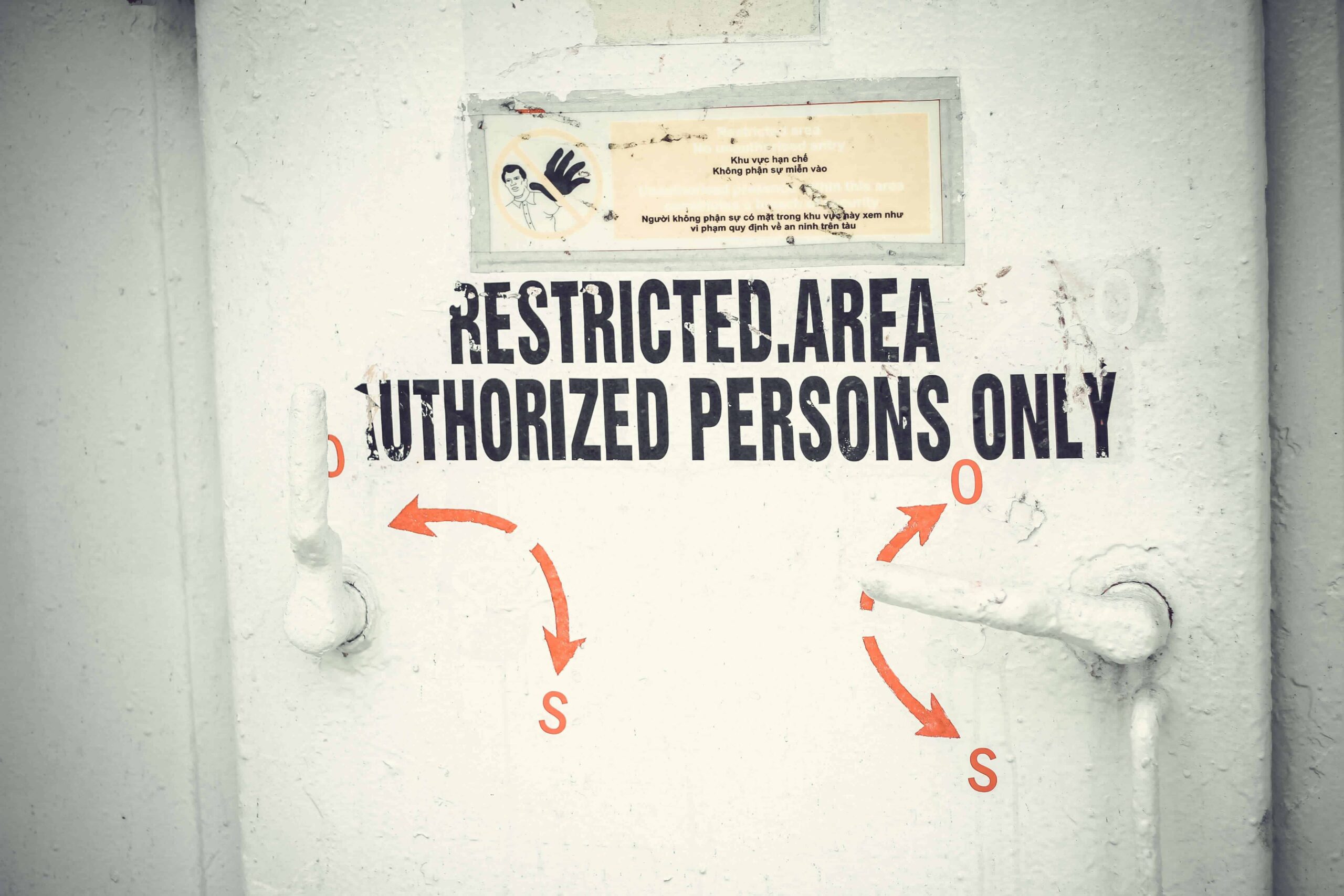Door with text restricted area